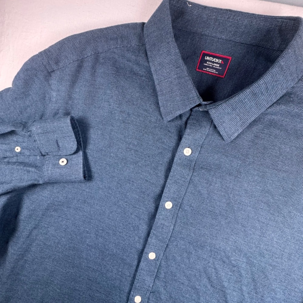UNTUCKIt Veneto WF Shirt Men XXXL Blue Relaxed Fit Wrinkle Free 40250